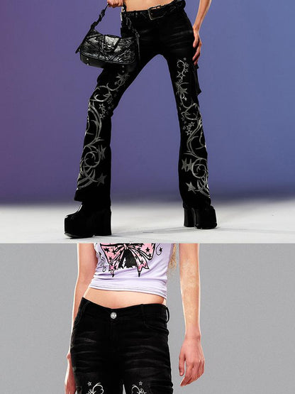 CFIERCE Five Pointed Star Embroidered Denim Jeans
