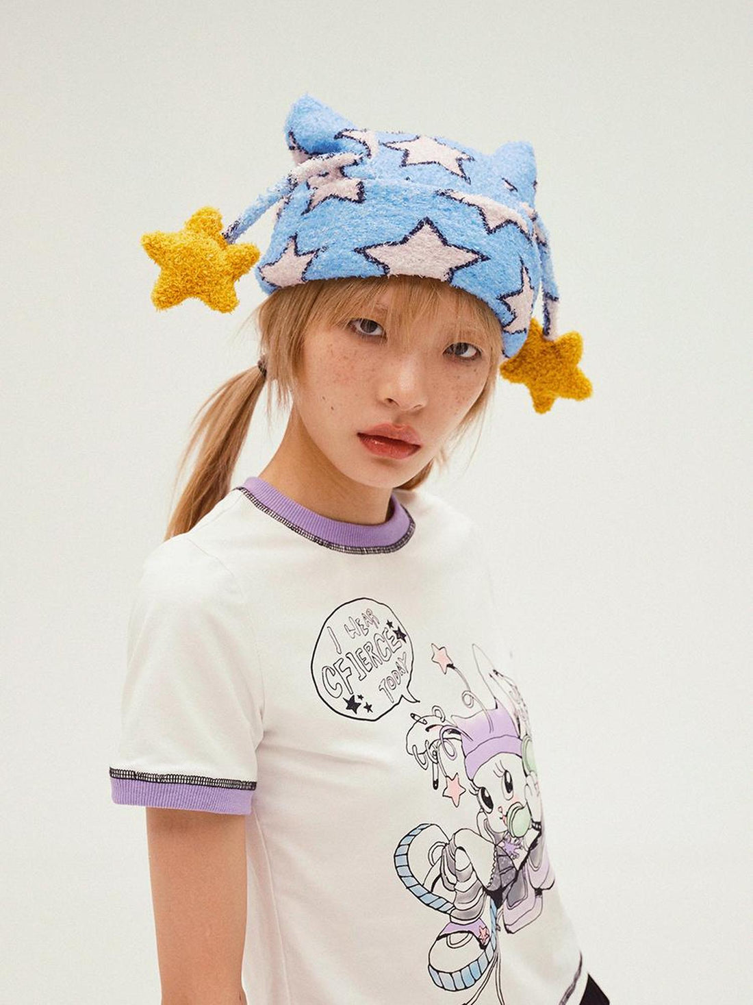 CFIERCE Five Pointed Star Print Antennae Knit Hat