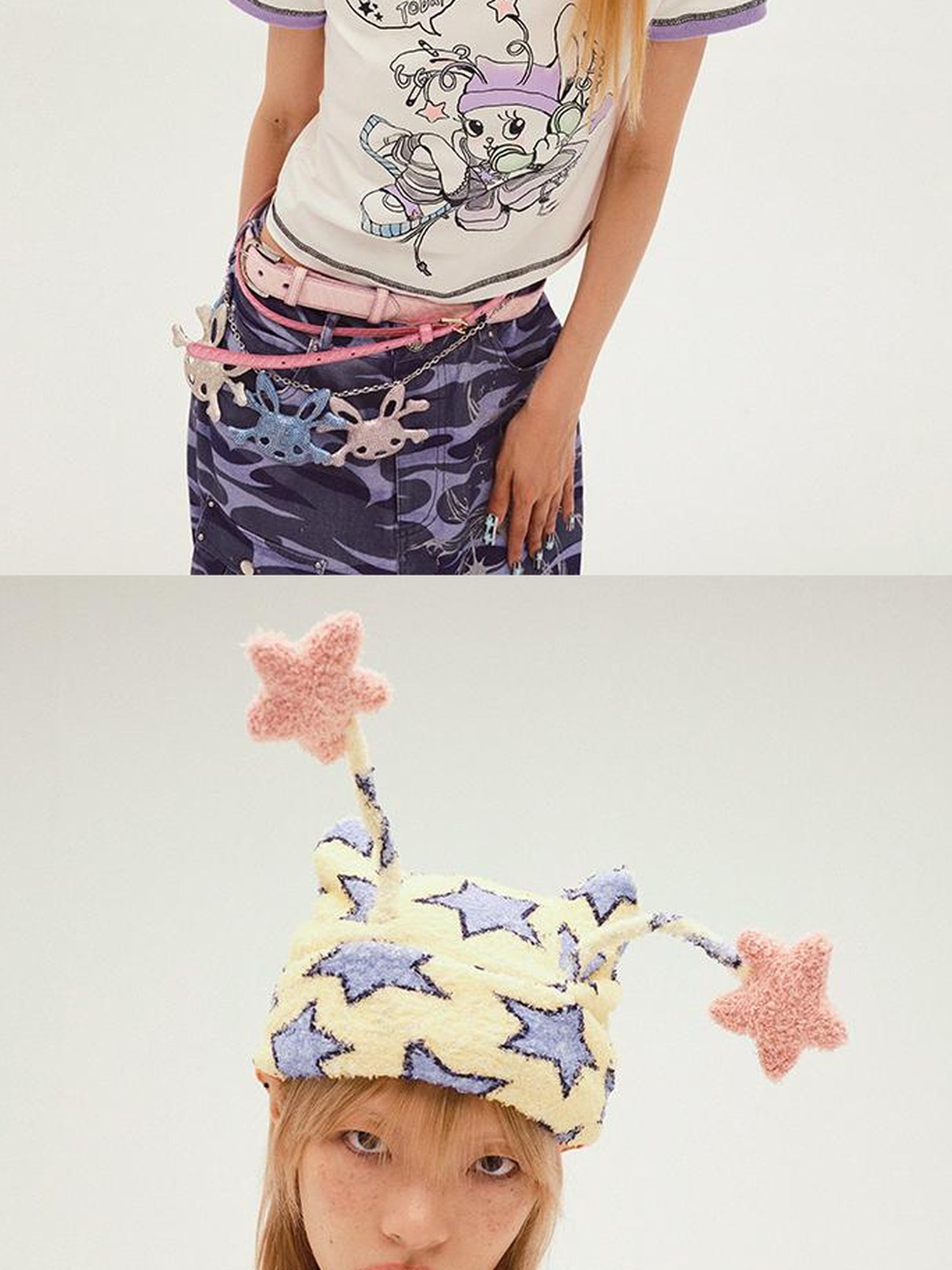 CFIERCE Five Pointed Star Print Antennae Knit Hat