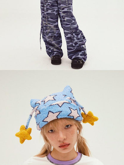 CFIERCE Five Pointed Star Print Antennae Knit Hat