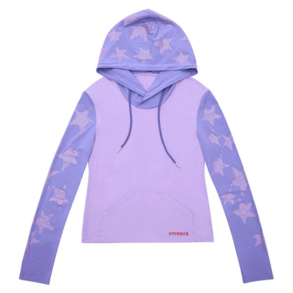 CFIERCE_Five_Pointed_Star_Rhinestone_Hooded_Long_Sleeve_Top_MISSTT