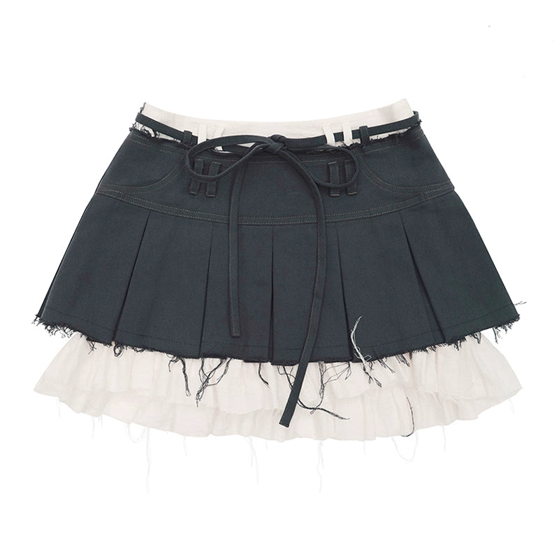 CFIERCE_Frayed_Hem_Pleated_Skirt_MISSTT