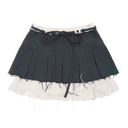 CFIERCE_Frayed_Hem_Pleated_Skirt_MISSTT