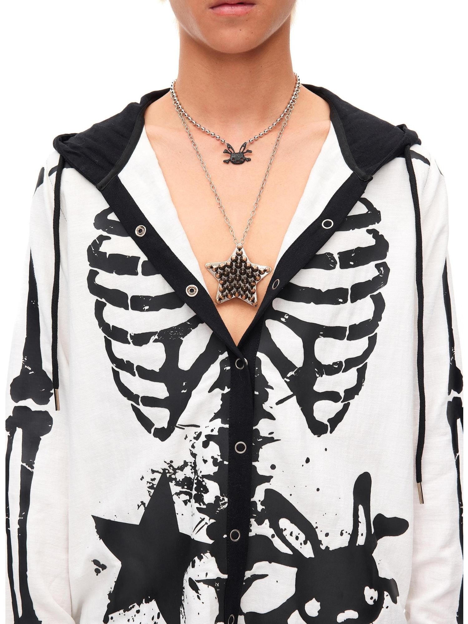 CFIERCE Full Rhinestone Bunny Skull Mini Punk Pendant Women&
