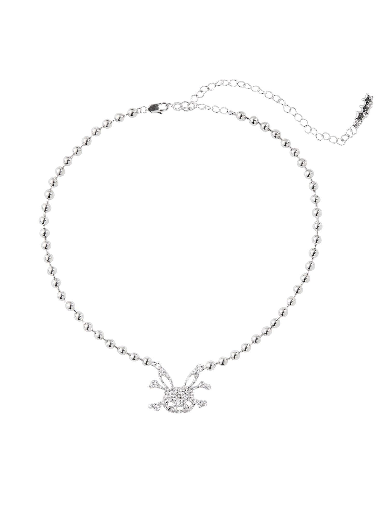 CFIERCE Full Rhinestone Bunny Skull Mini Punk Pendant Women&