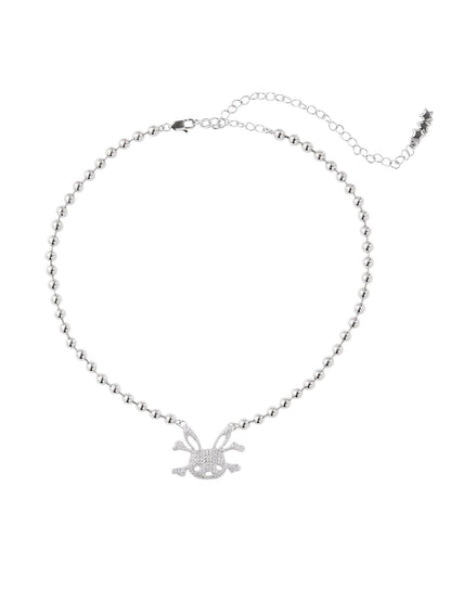 CFIERCE Full Rhinestone Bunny Skull Mini Punk Pendant Women&