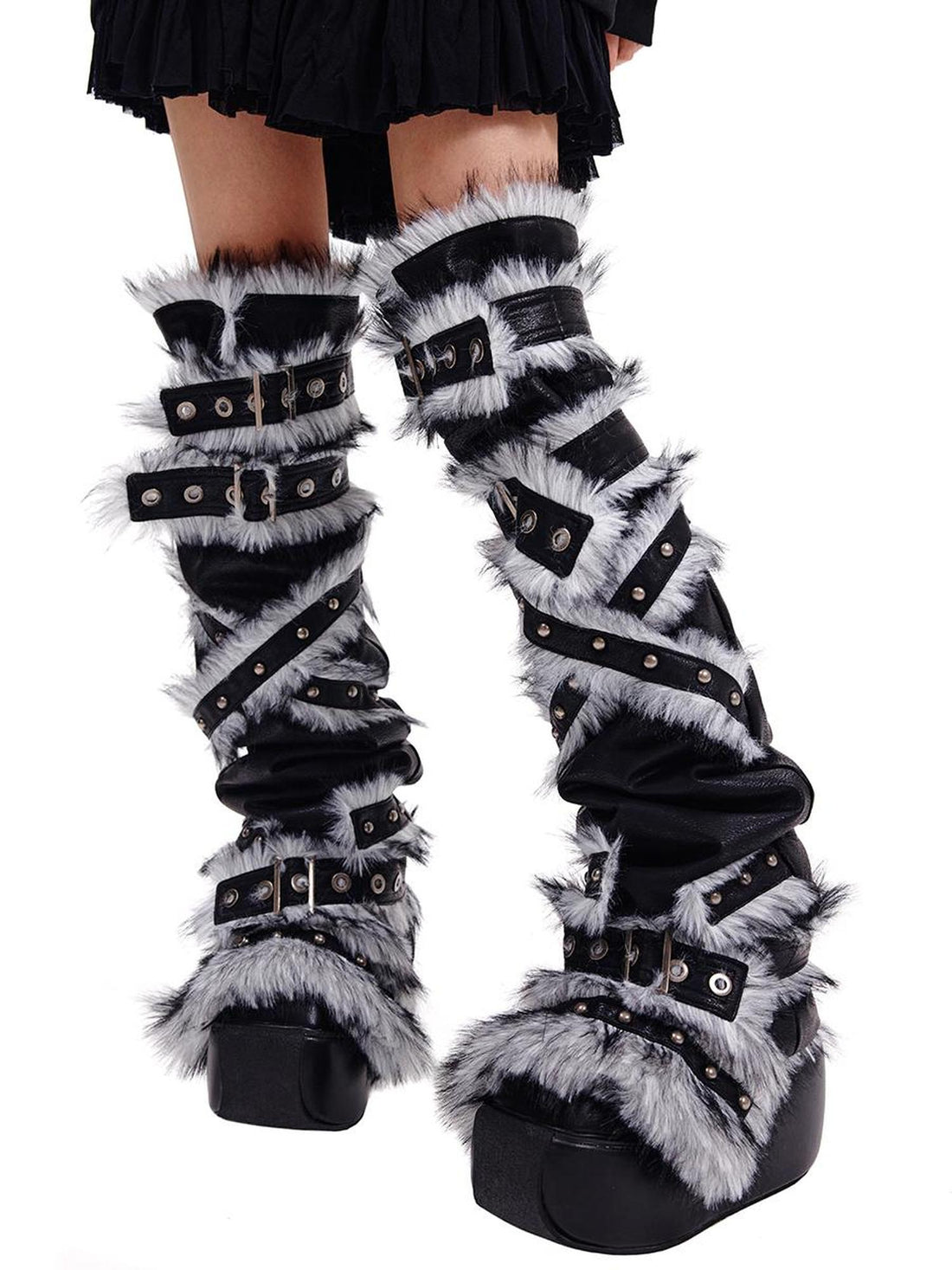 CFIERCE Fur Trimmed Leg Warmers