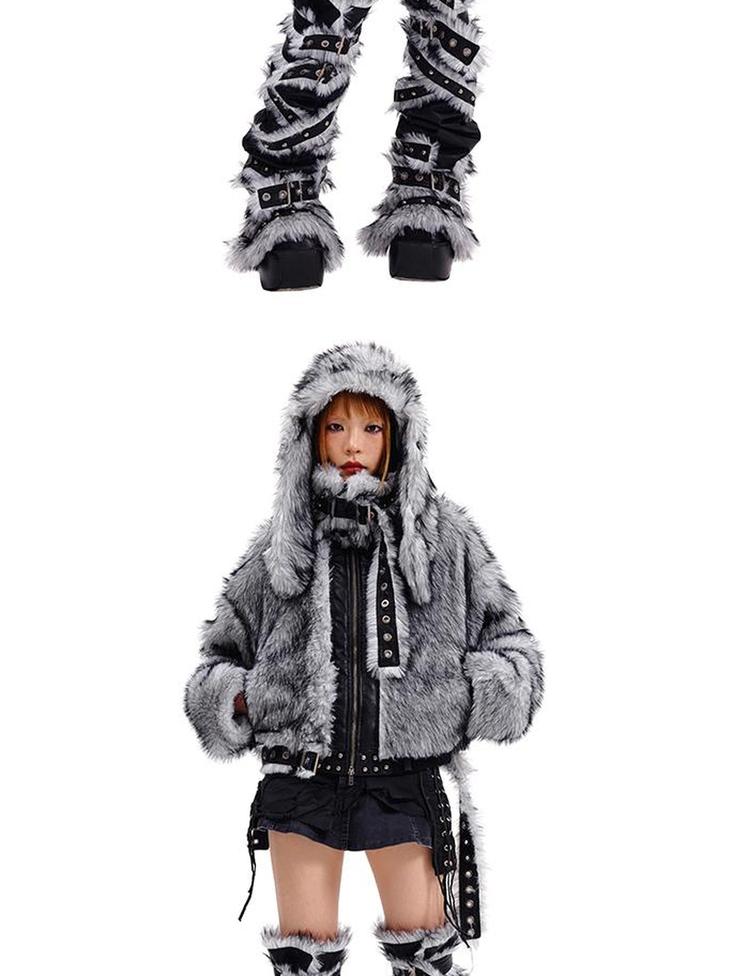 CFIERCE Fur Trimmed Leg Warmers