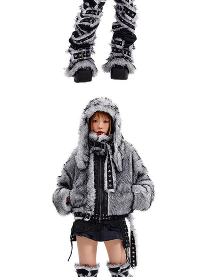 CFIERCE Fur Trimmed Leg Warmers