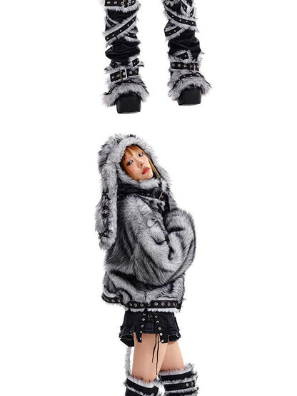 CFIERCE Fur Trimmed Leg Warmers