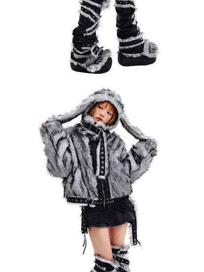 CFIERCE Fur Trimmed Leg Warmers
