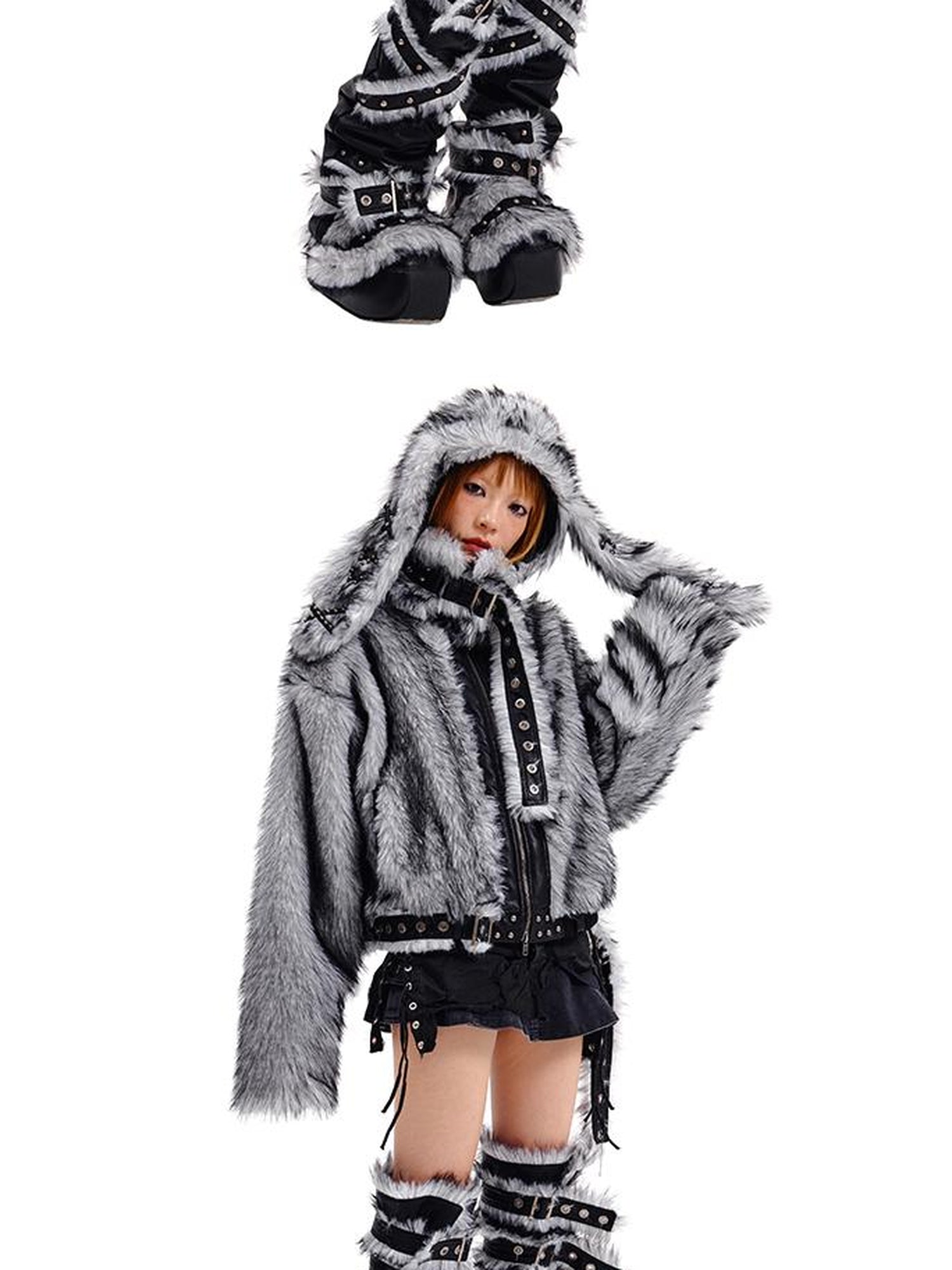 CFIERCE Fur Trimmed Leg Warmers