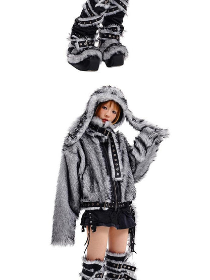 CFIERCE Fur Trimmed Leg Warmers
