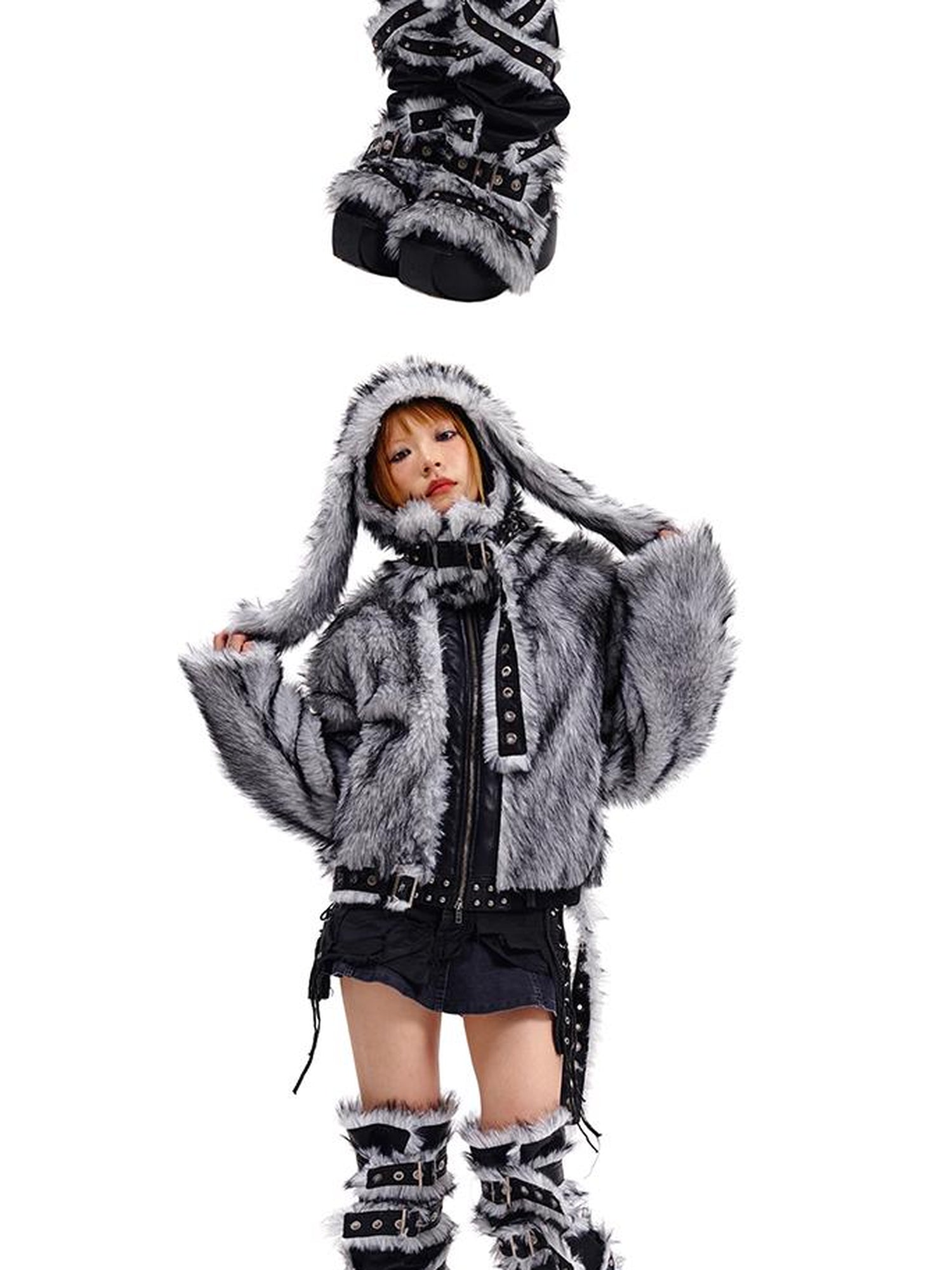 CFIERCE Fur Trimmed Leg Warmers