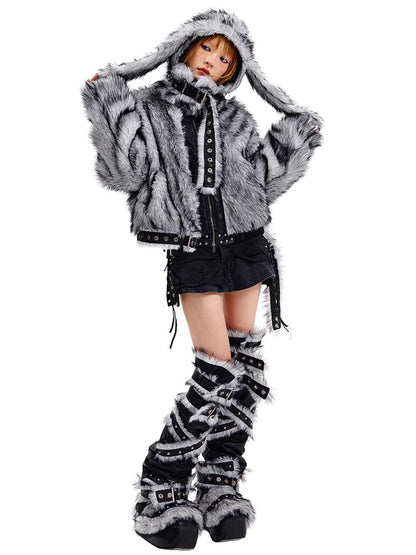 CFIERCE Fur Trimmed Leg Warmers