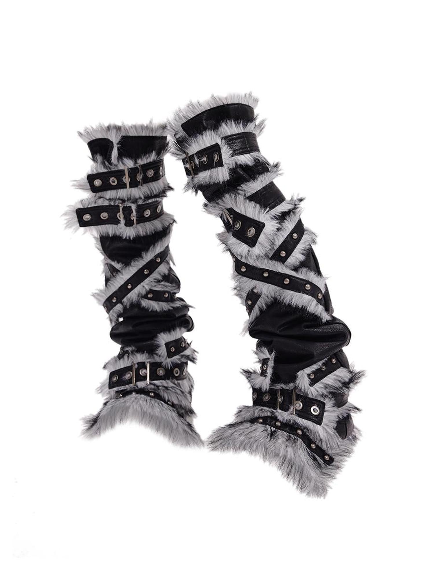 CFIERCE Fur Trimmed Leg Warmers