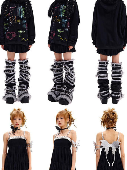 CFIERCE Fur Trimmed Leg Warmers