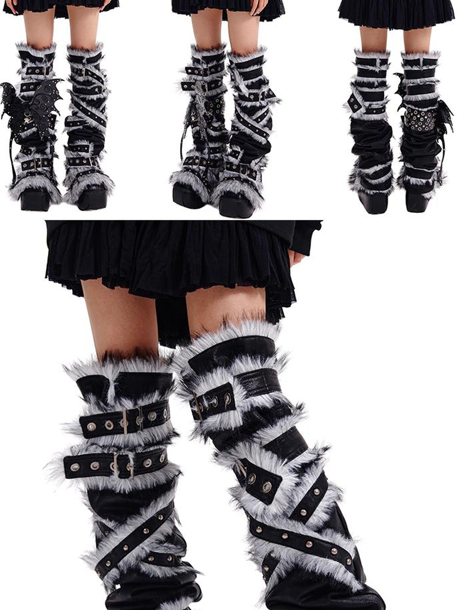 CFIERCE Fur Trimmed Leg Warmers
