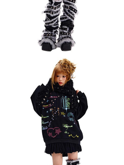 CFIERCE Fur Trimmed Leg Warmers
