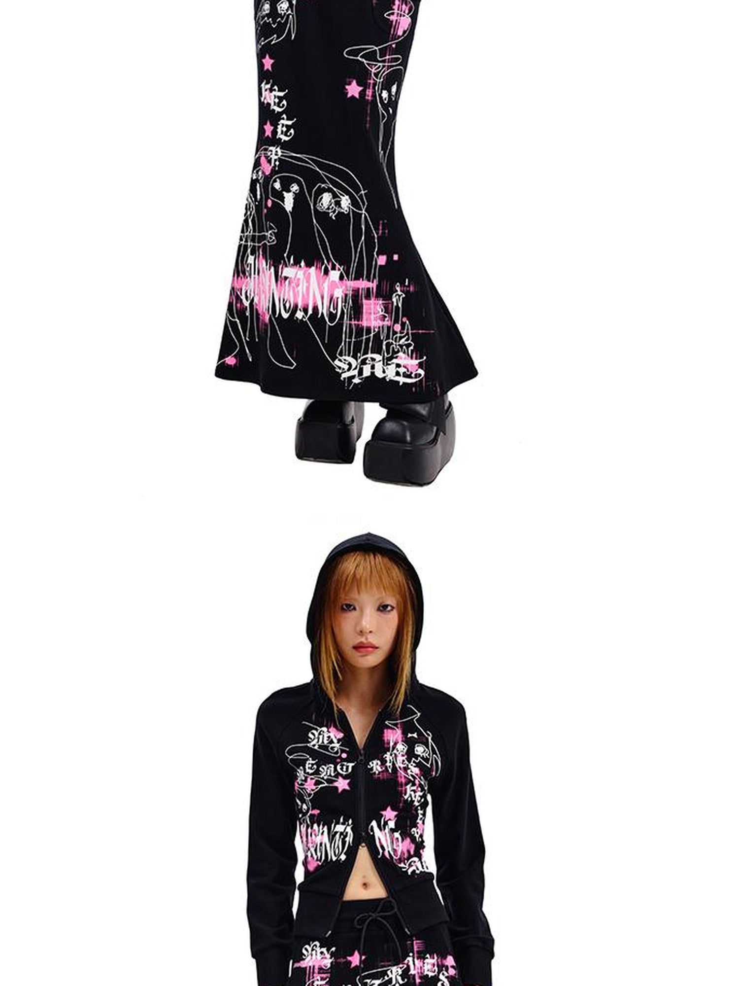 CFIERCE Ghost Print Mermaid Skirt