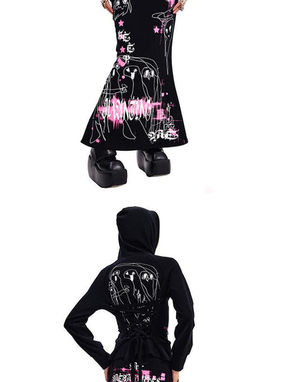 CFIERCE Ghost Print Mermaid Skirt