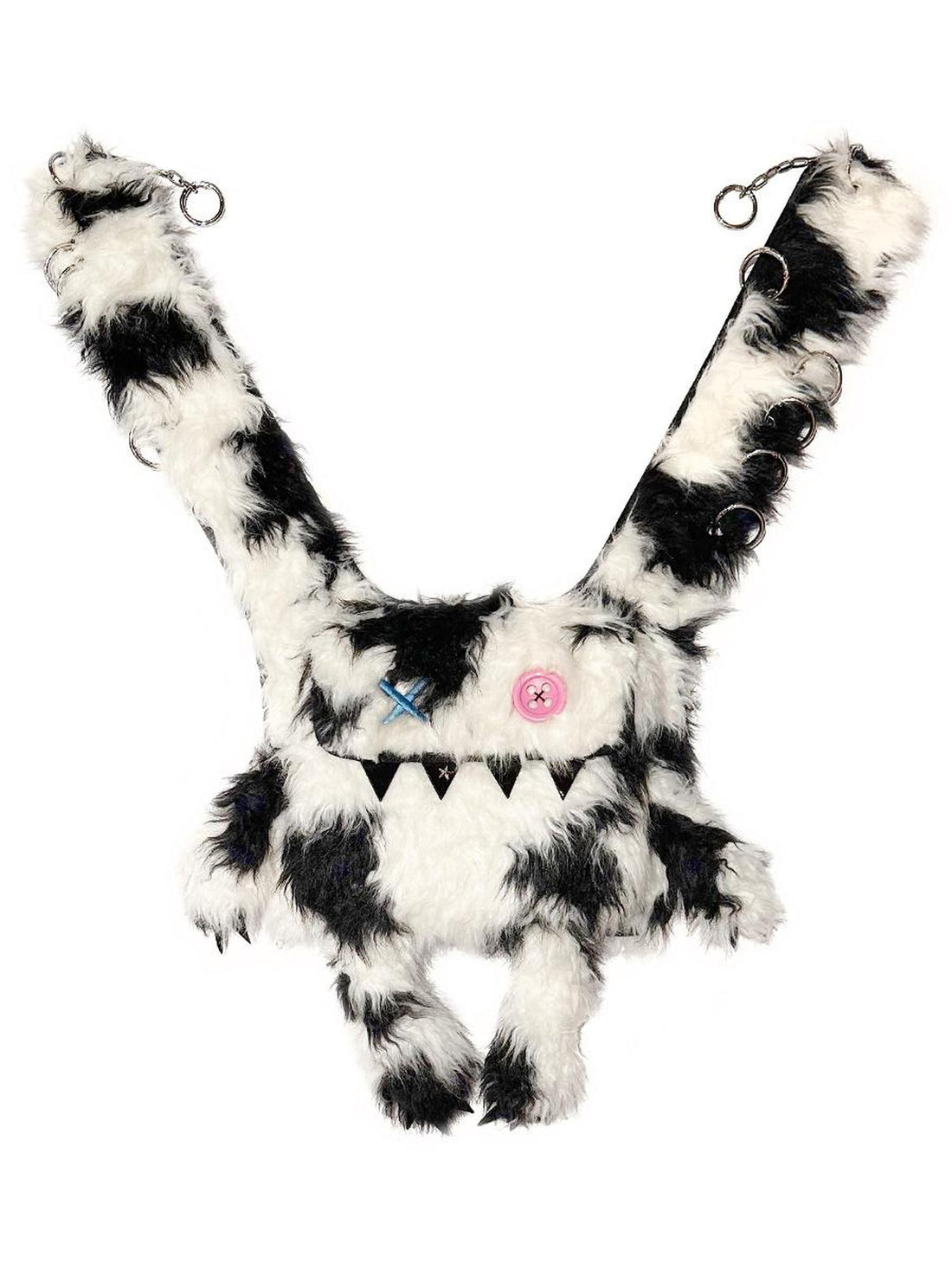 CFIERCE Glossy Faux Fur Rabbit Leather Trimmed Dual Use Bag