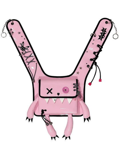 CFIERCE Glossy Faux Fur Rabbit Leather Trimmed Dual Use Bag