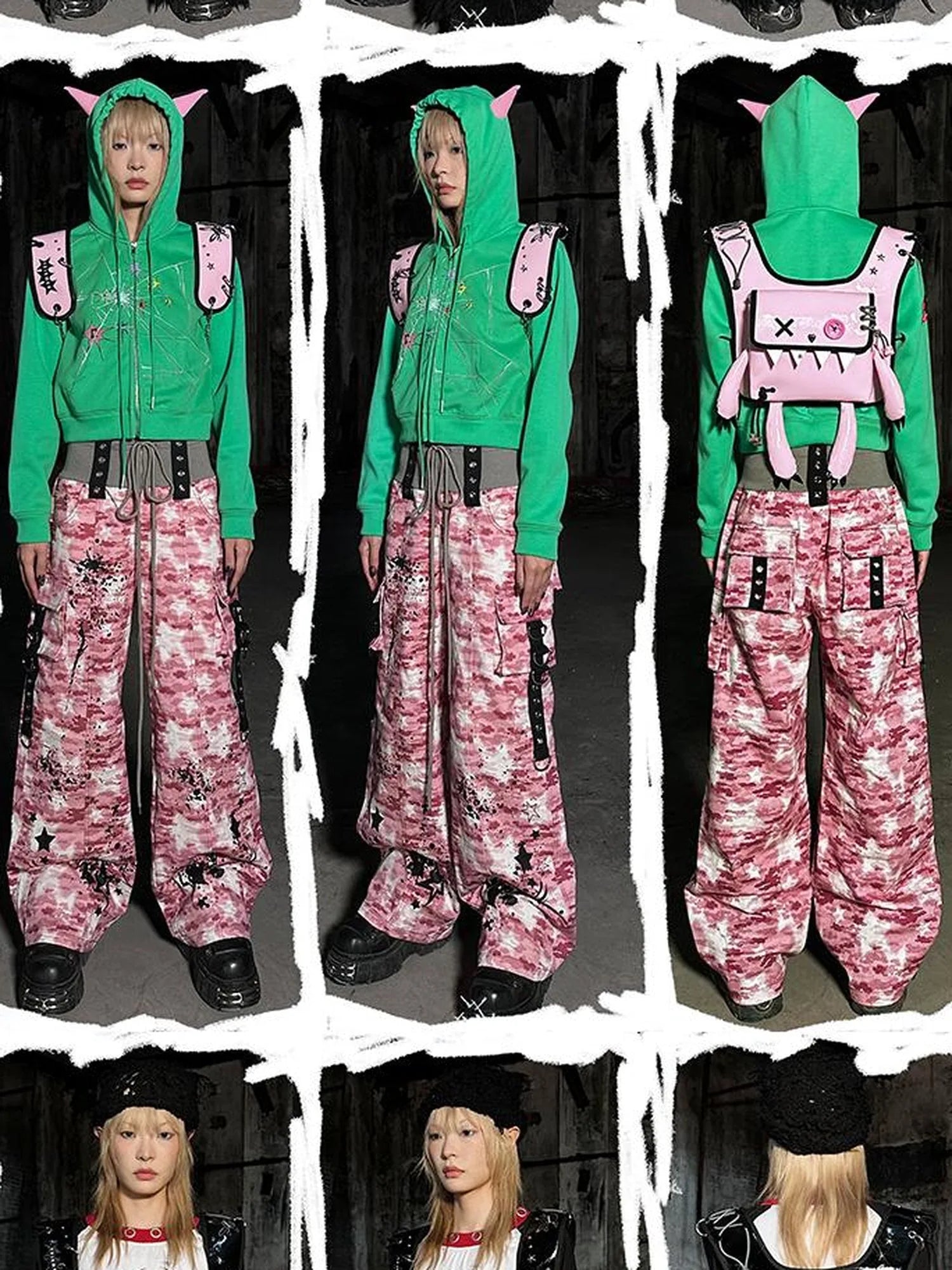 Glossy Faux Fur Rabbit Leather Trimmed Dual Use Bag