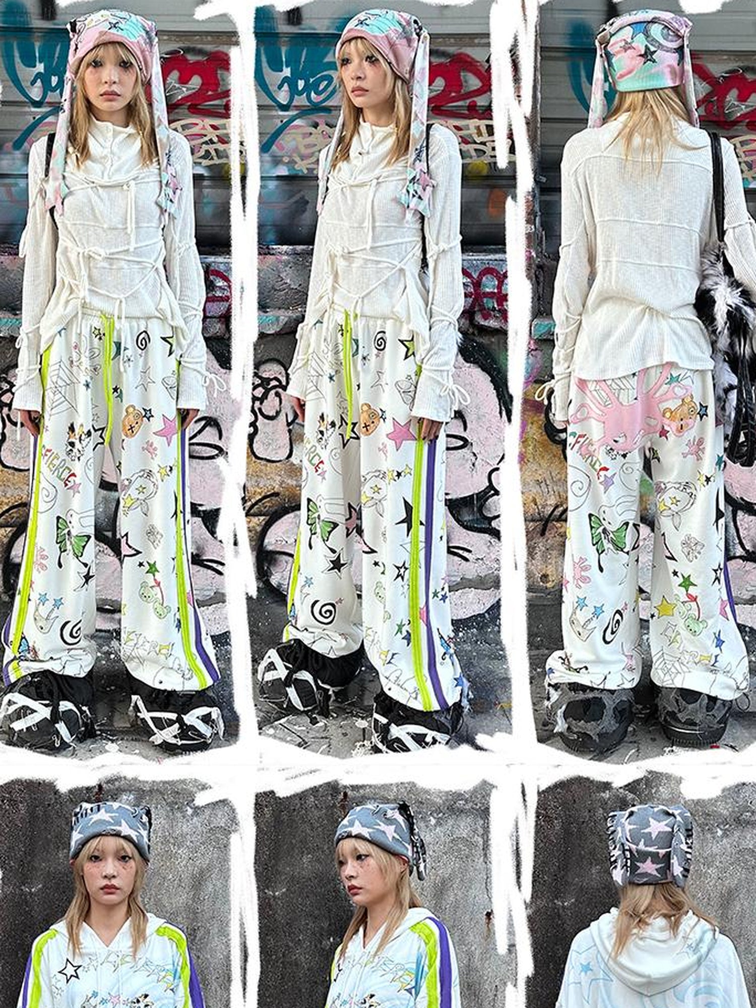 CFIERCE Graffiti Print Sweatpants