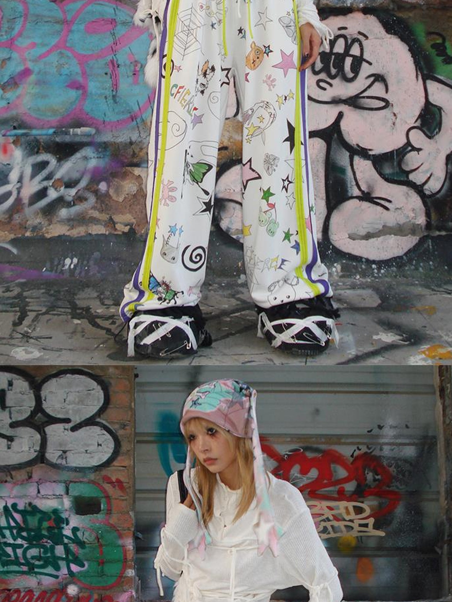 CFIERCE Graffiti Print Sweatpants