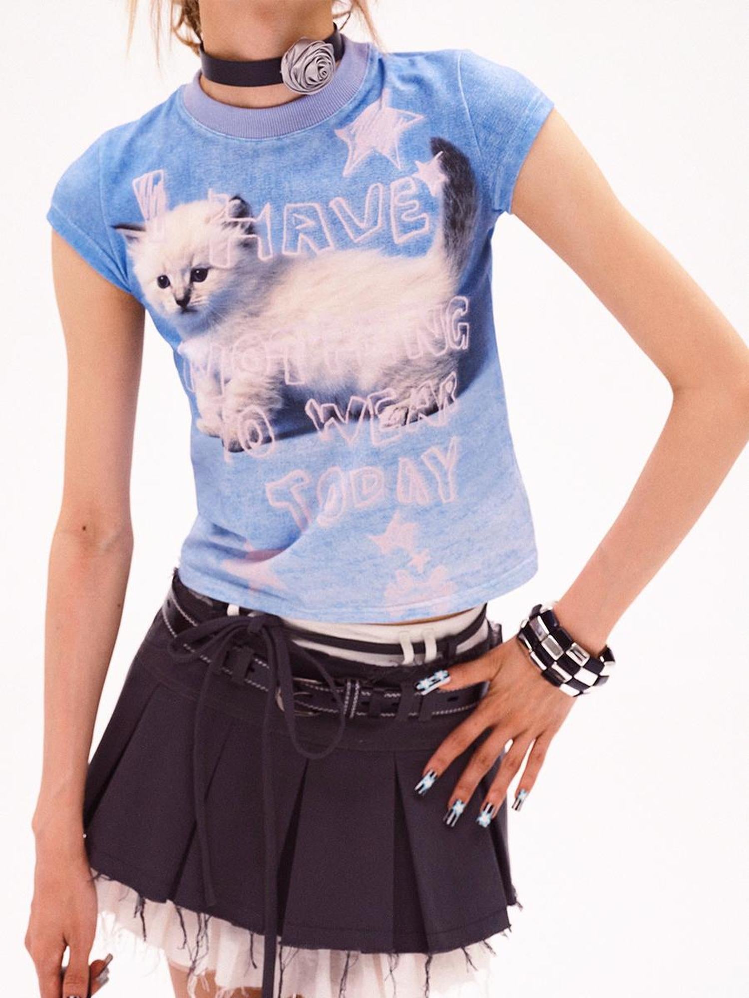 CFIERCE Graphic Tee For Cats No More Naked Pets V Neck T Shirt Long Sleeve
