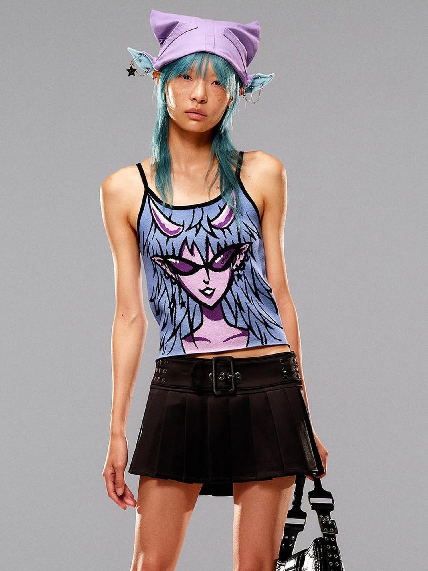 CFIERCE Gray Witch Knit Webbing H Shape Women&