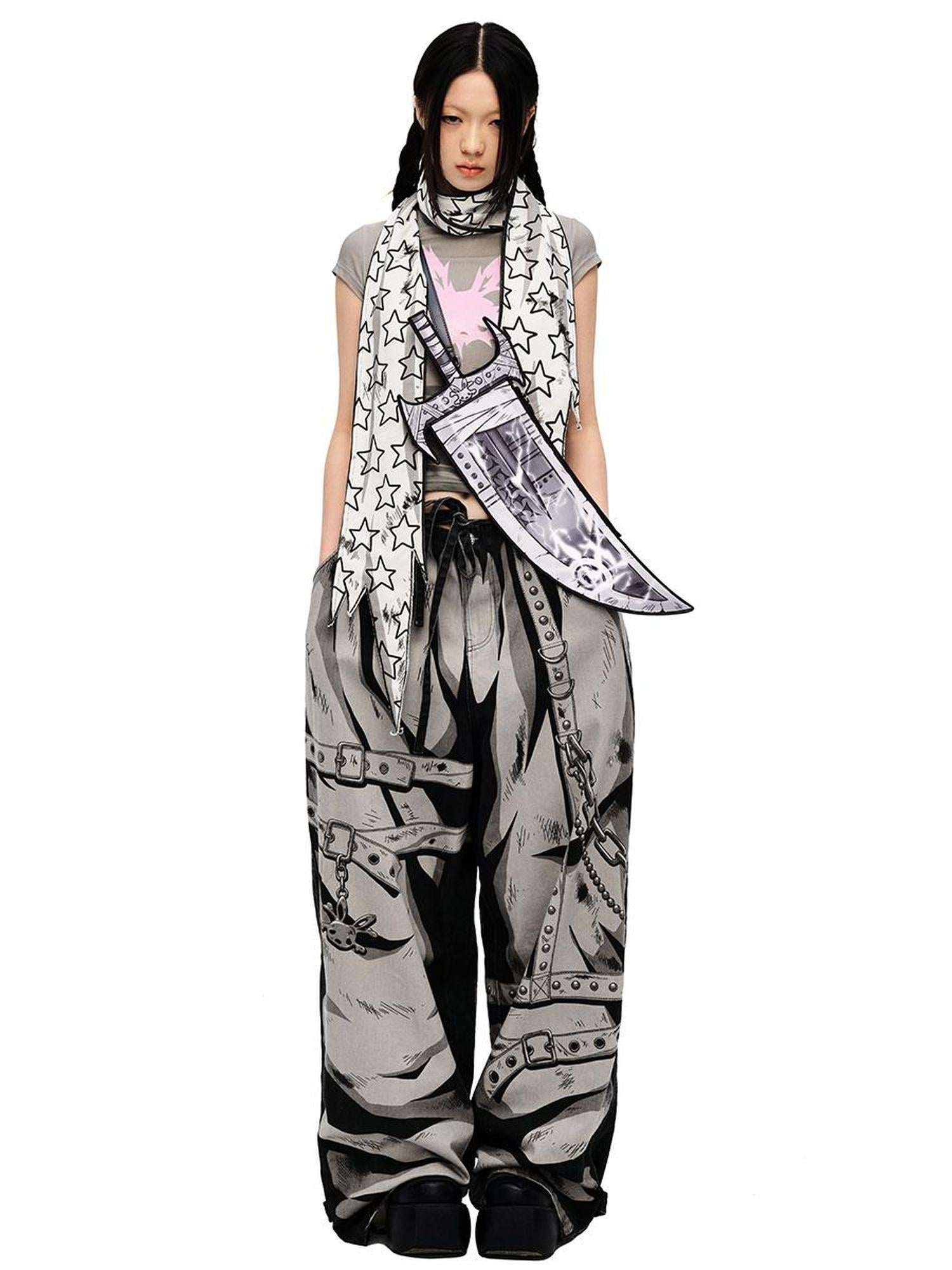 CFIERCE Hand Painted Floral Print Denim Jeans