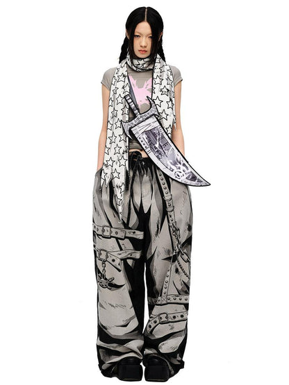 CFIERCE Hand Painted Floral Print Denim Jeans