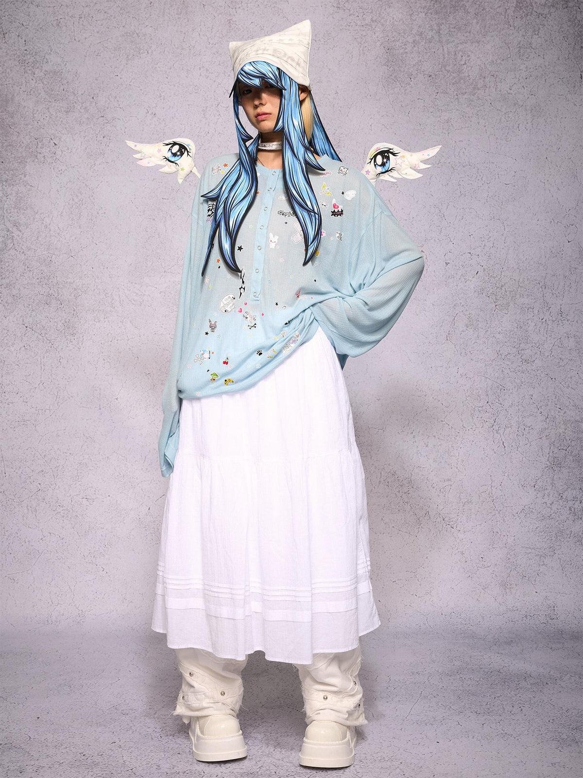 CFIERCE Hand Painted Print Long Hair Elf Women&