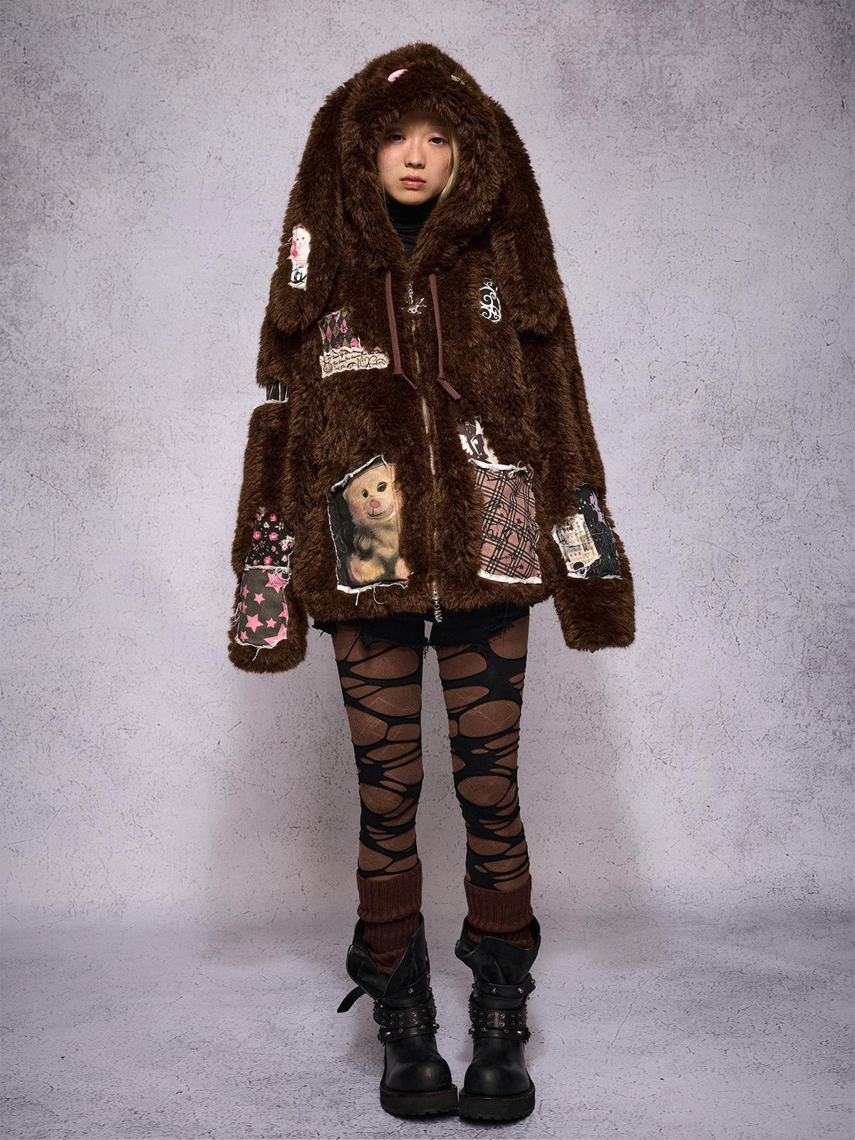 CFIERCE Hooded Rabbit Print Patch Women&