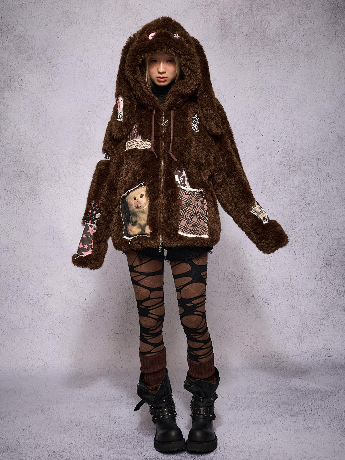 CFIERCE Hooded Rabbit Print Patch Women&