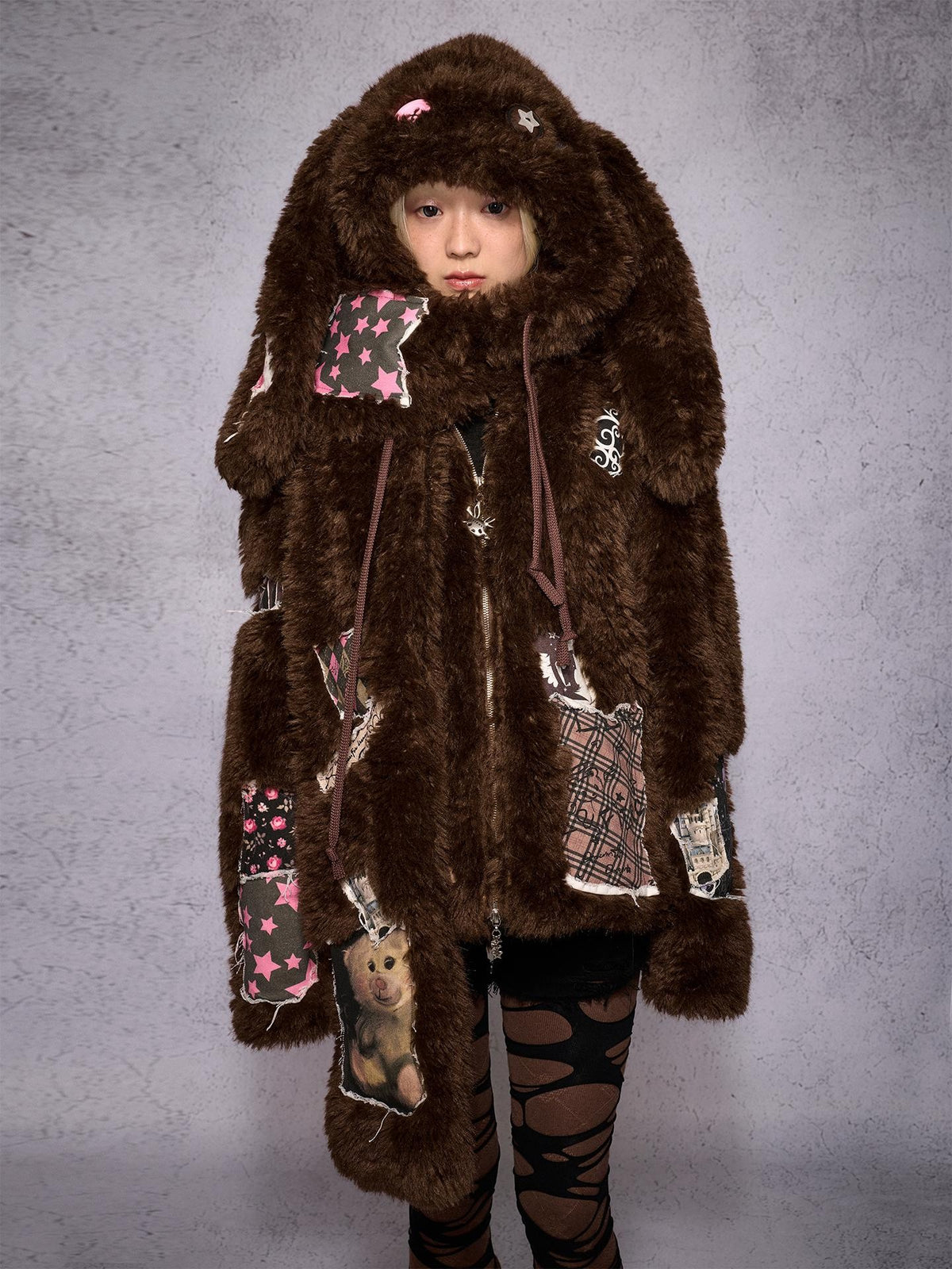 CFIERCE Hooded Rabbit Print Patch Women&