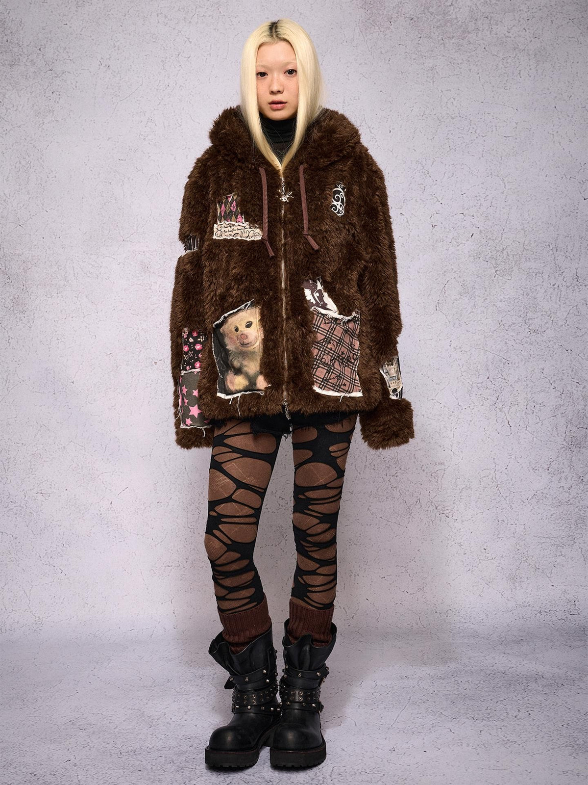 CFIERCE Hooded Rabbit Print Patch Women&