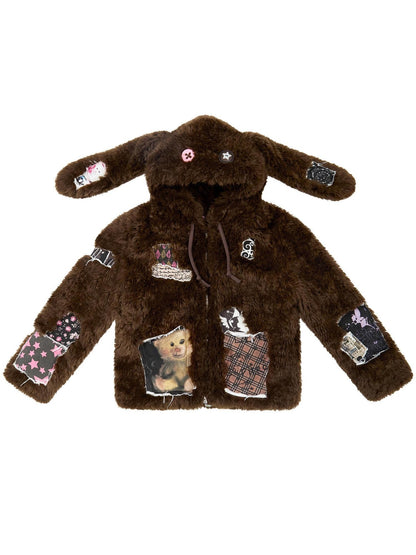 CFIERCE Hooded Rabbit Print Patch Women&