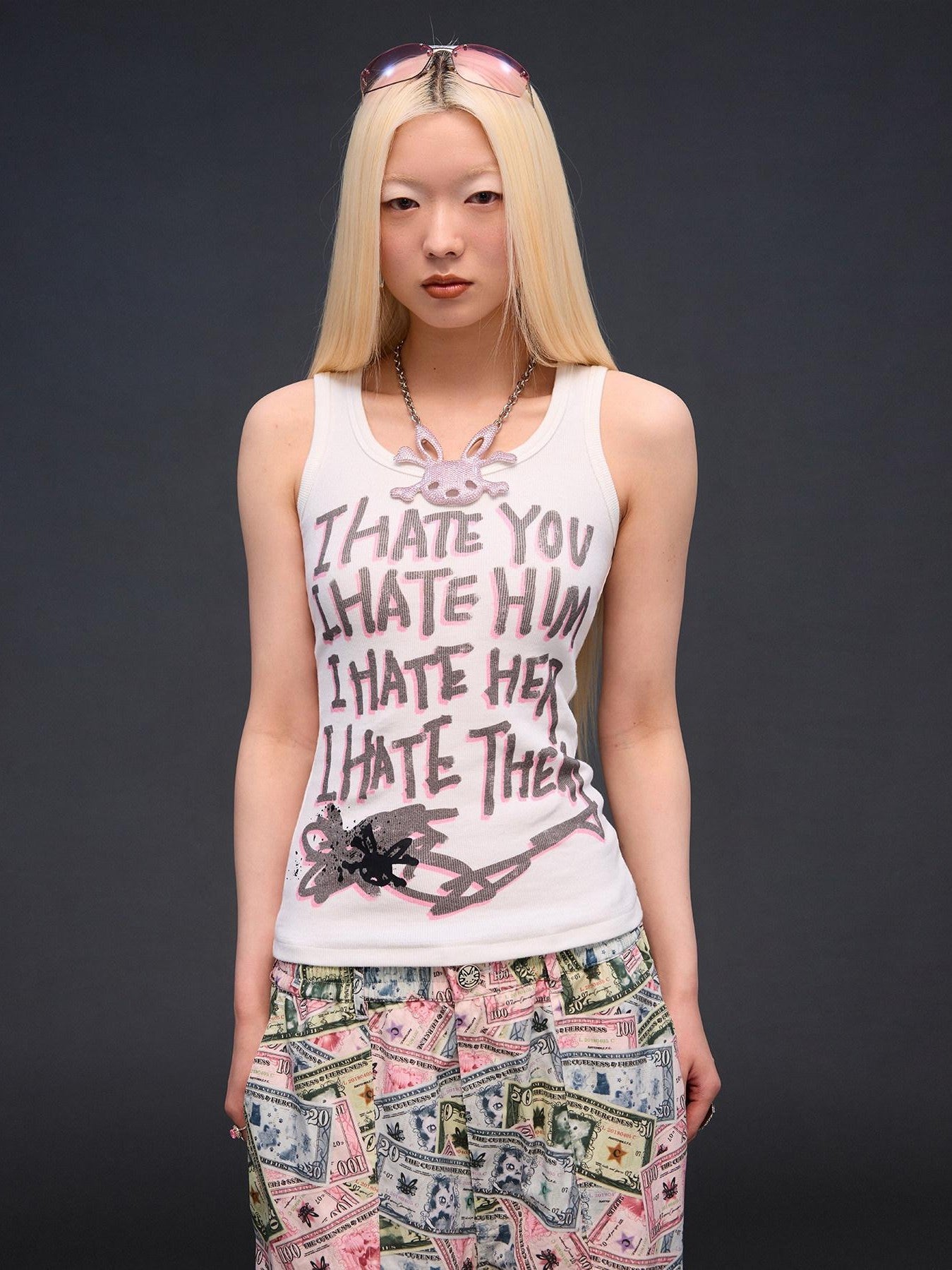 CFIERCE I Hate Graphic Print H Silhouette Round Neck Women&