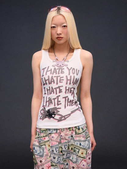 CFIERCE I Hate Graphic Print H Silhouette Round Neck Women&