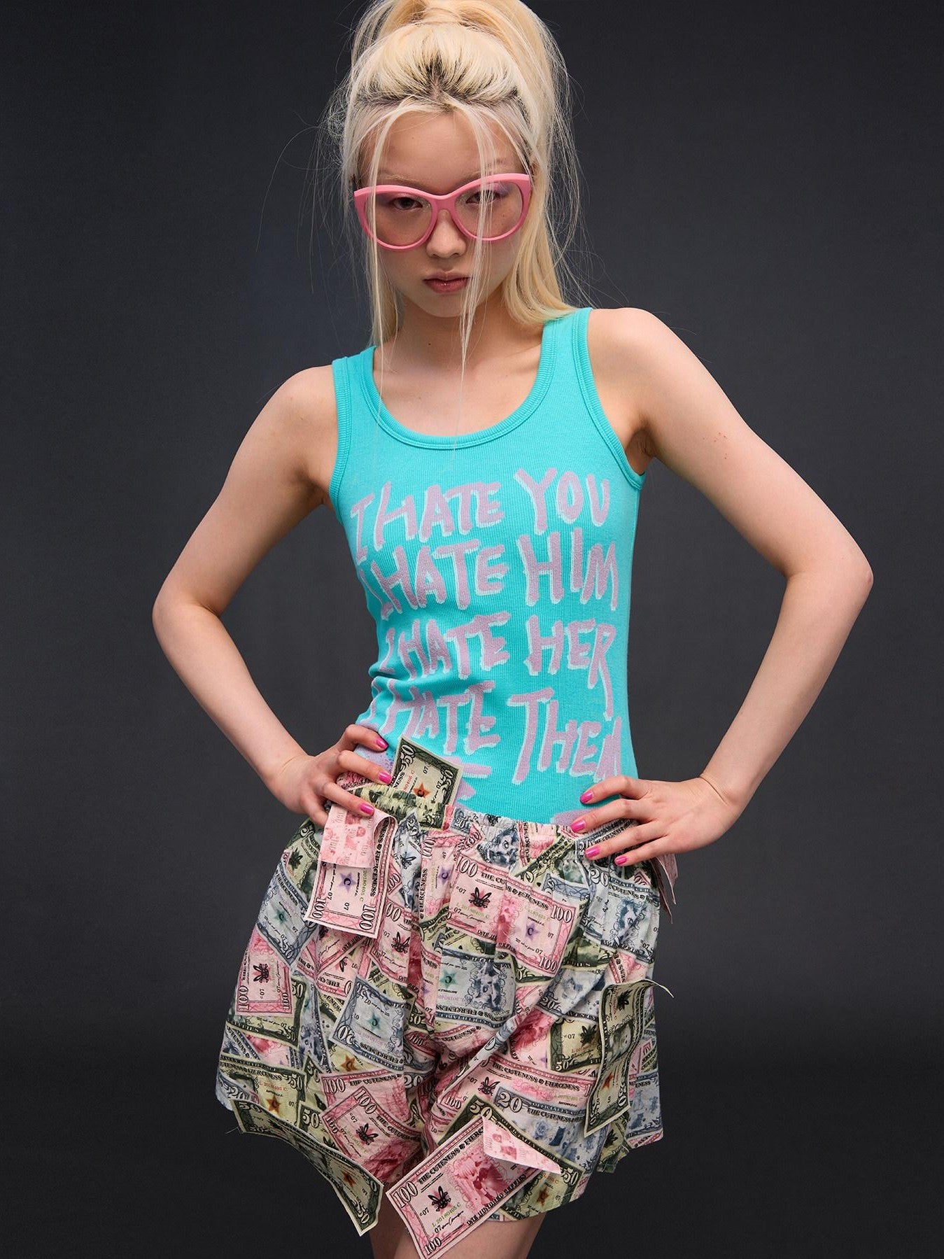 CFIERCE I Hate Graphic Print H Silhouette Round Neck Women&