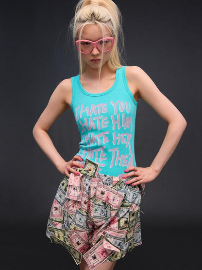 CFIERCE I Hate Graphic Print H Silhouette Round Neck Women&