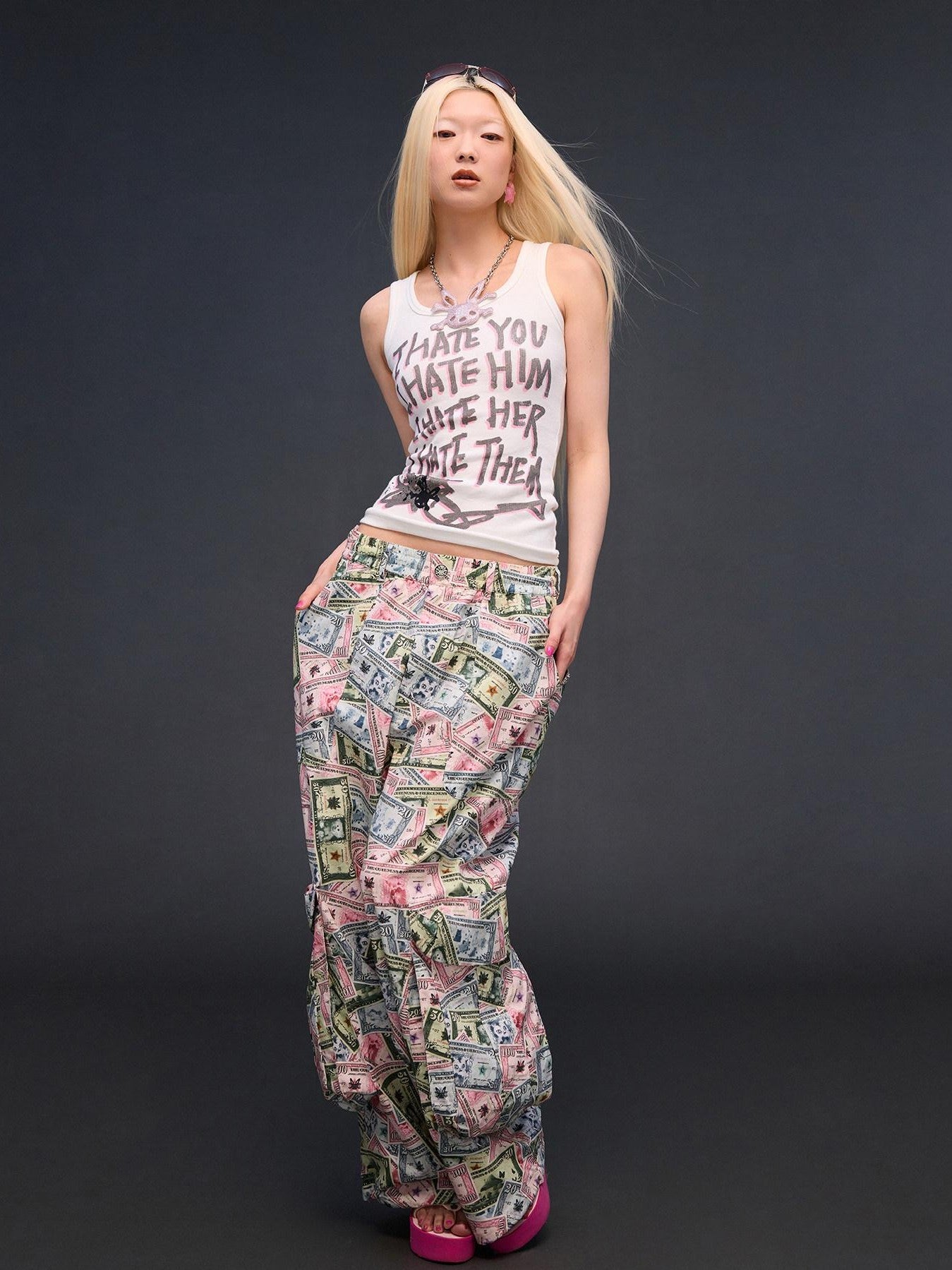 CFIERCE I Hate Graphic Print H Silhouette Round Neck Women&