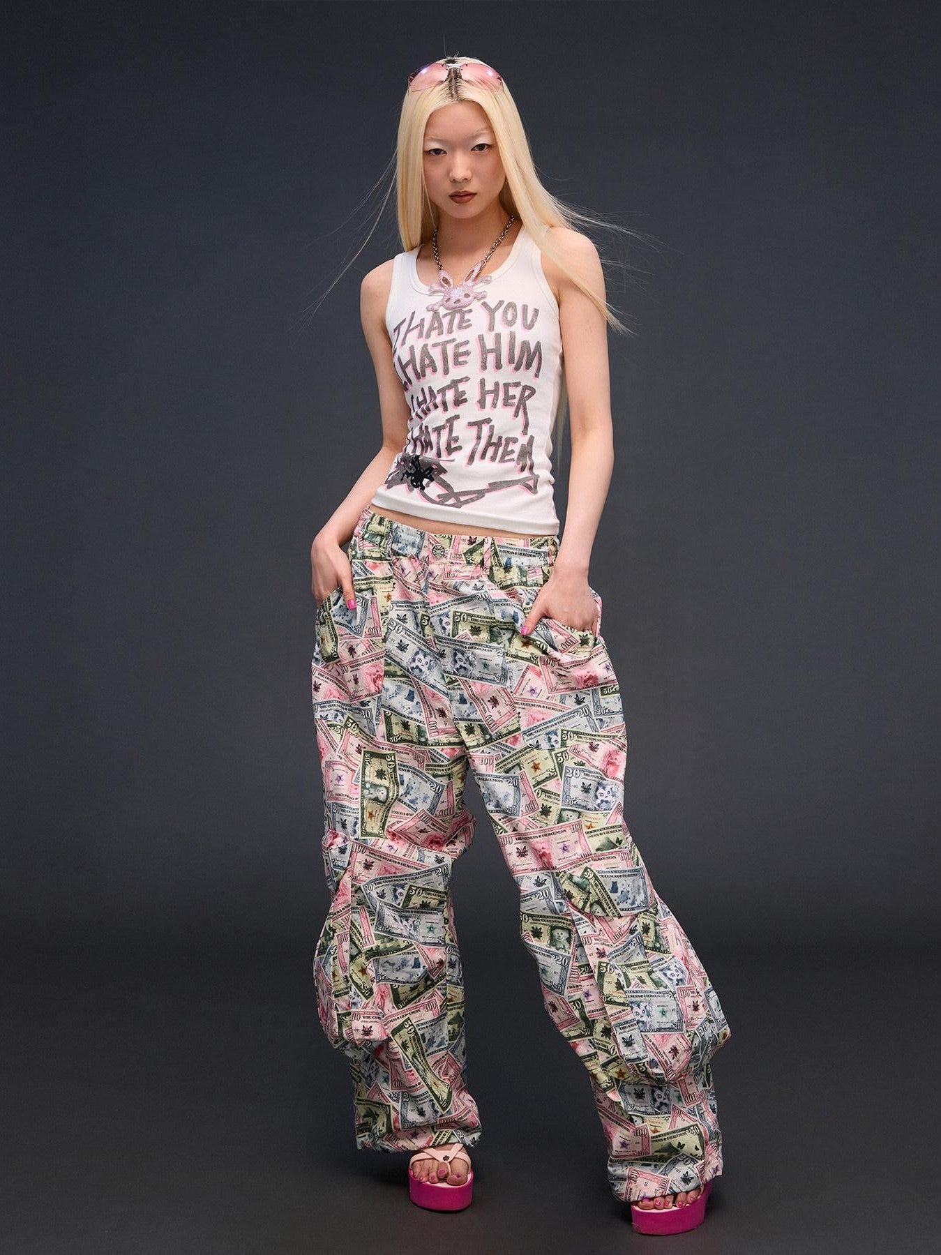 CFIERCE I Hate Graphic Print H Silhouette Round Neck Women&