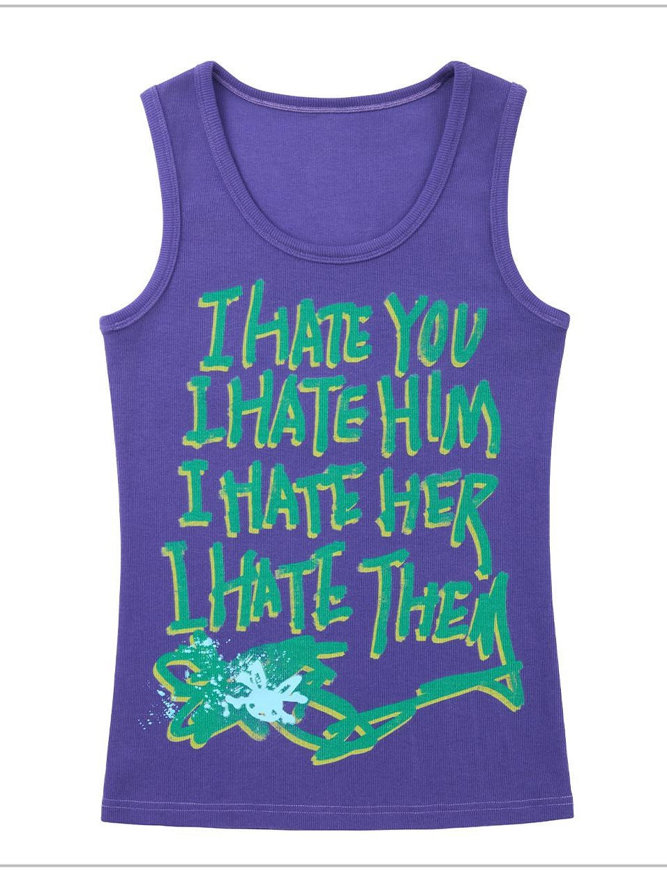 CFIERCE I Hate Graphic Print H Silhouette Round Neck Women&