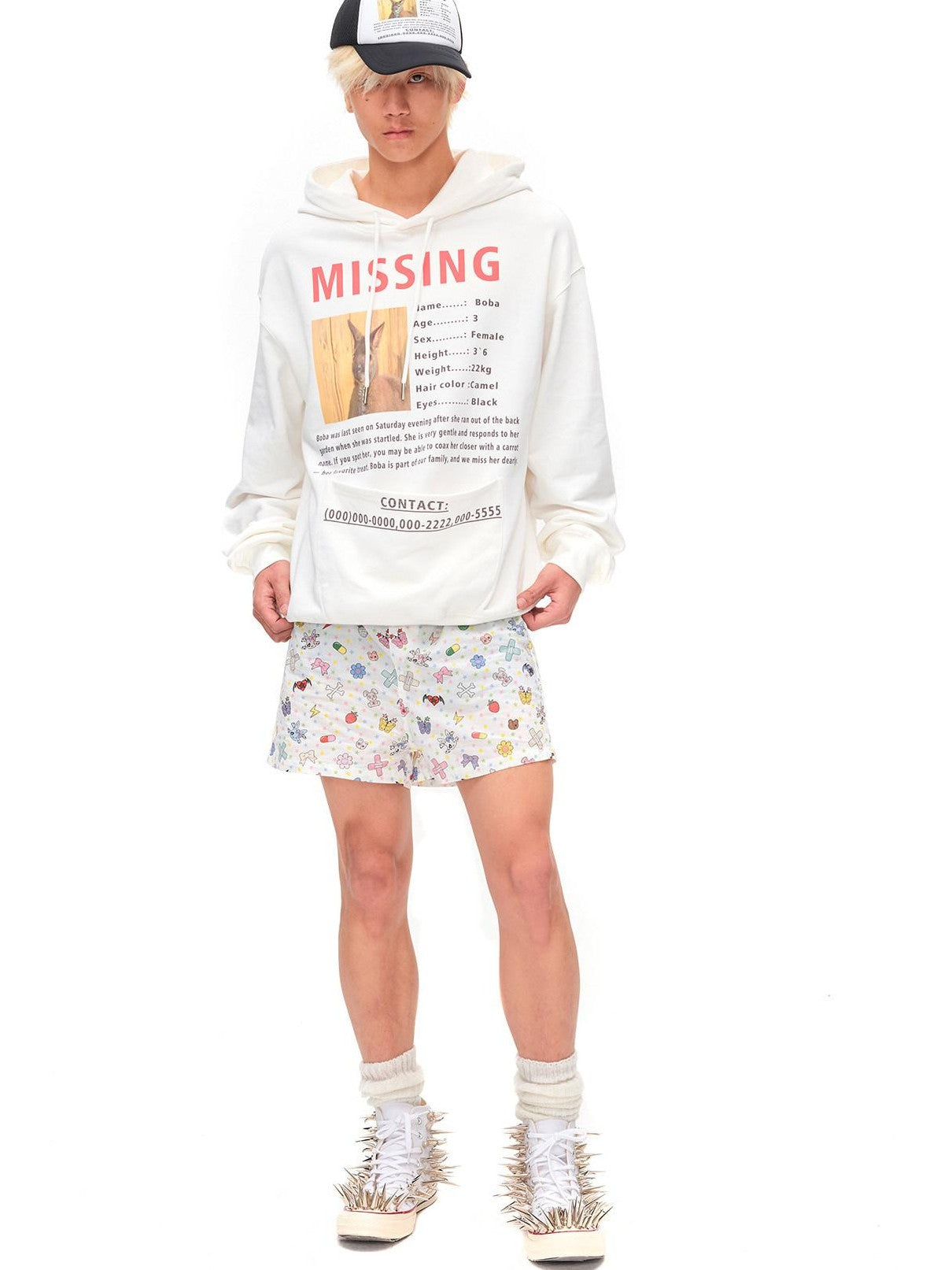 CFIERCE Kangaroo Letter Print Hooded Women&