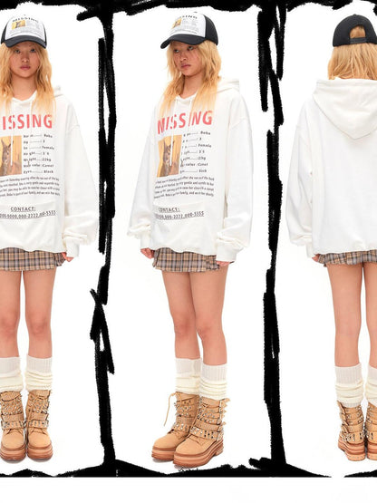 CFIERCE Kangaroo Letter Print Hooded Women&