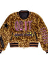 Leopard Embroidered Jacket V Neck T Shirt Long Sleeve